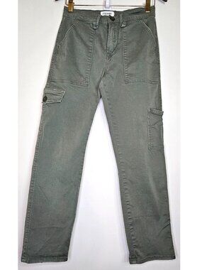 Frame Denim Cargo Crop Pants Straight Leg Ankle Jeans 25 Platoon Olive Green